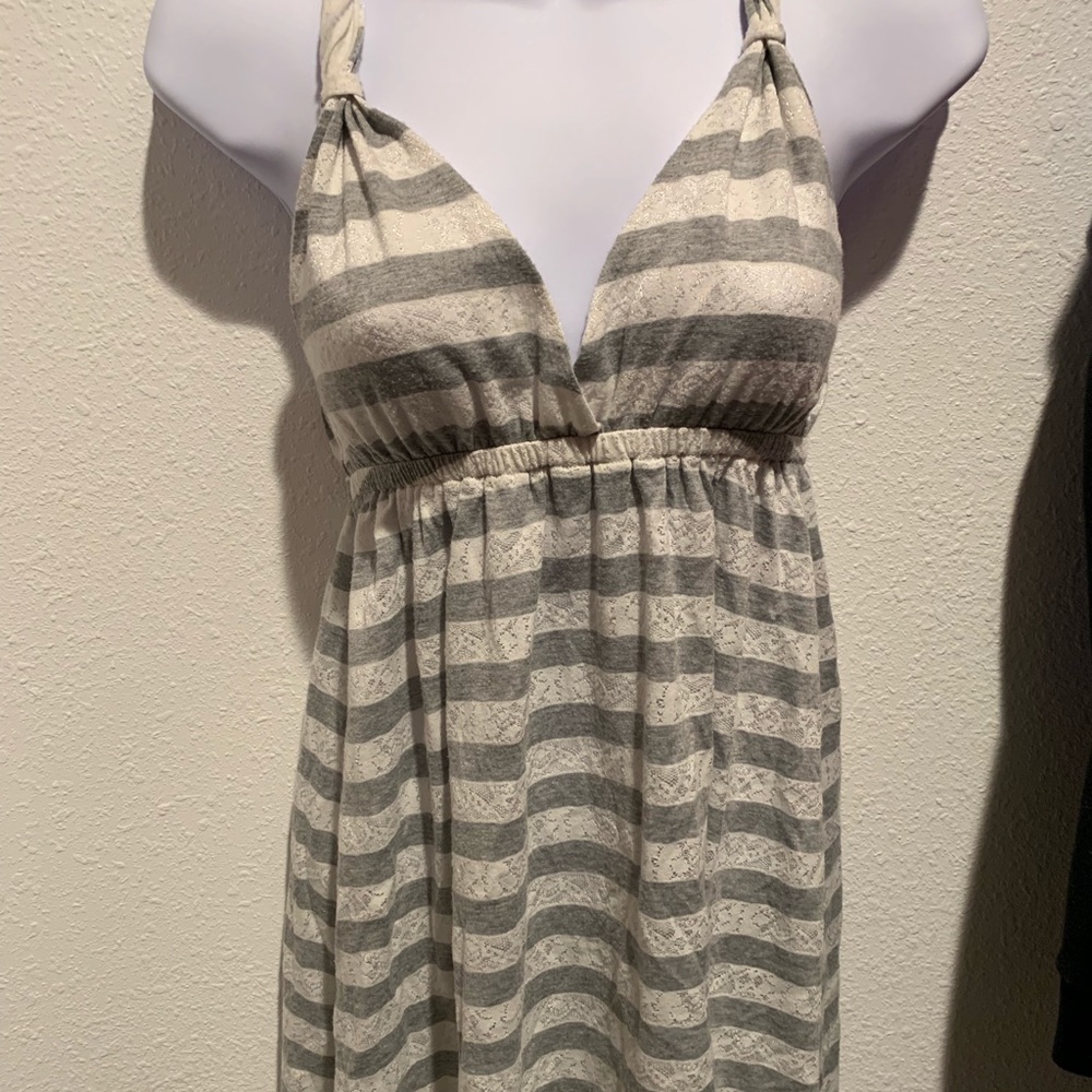 ‼️Grey striped cross back tank top!